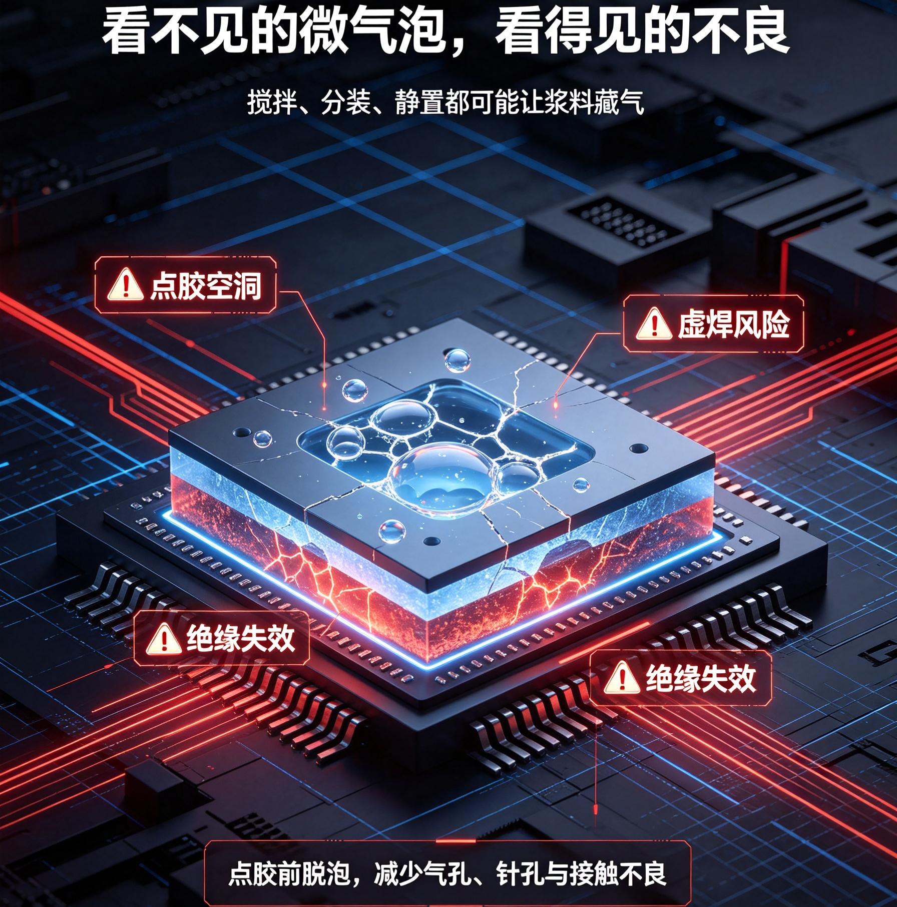 点胶出现空洞、虚焊、绝缘失效的原因是什么？(图1)